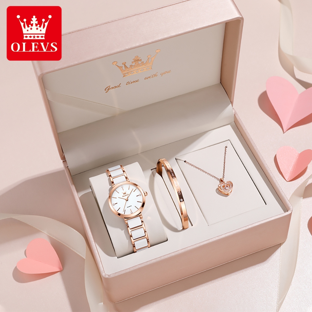 Luxury Ceramic Watch - OLEVS женские часы 5877, роскошные элегантные
