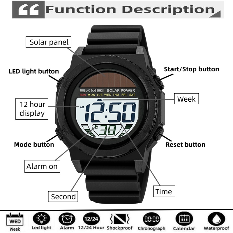 Skmei цифровые часы на солнечн – обзор и цена Solar Powered Watch