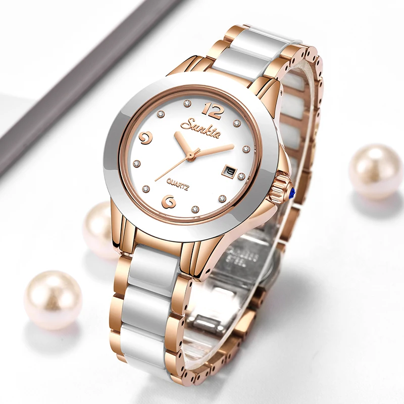 Sunkta модные повседневные ква – обзор и цена Luxury Ceramic Watch