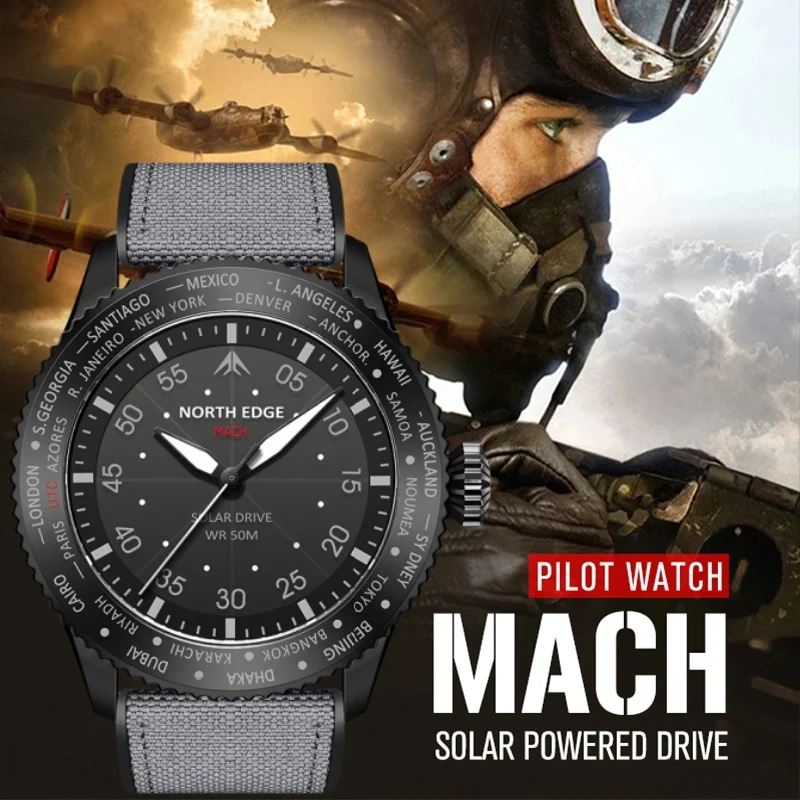 NORTH EDGE MACH Серия пилотов  – обзор и цена Solar Powered Watch