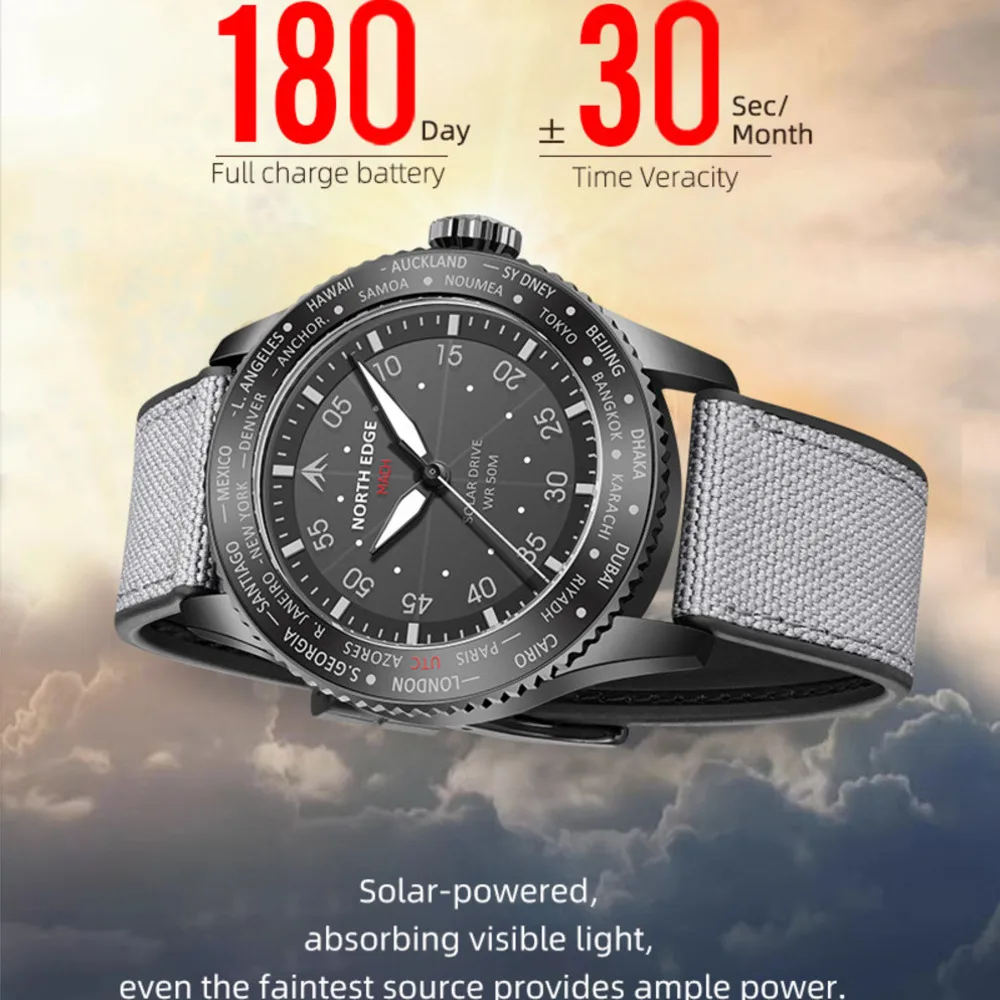NORTH EDGE MACH Серия пилотов  – обзор и цена Solar Powered Watch